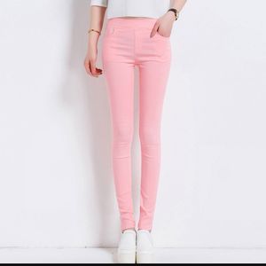 New R&D pink jersey stretch skinny pants leggings long
